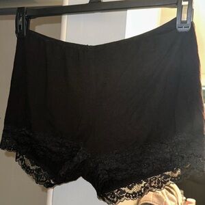Black lace trim biker shorts